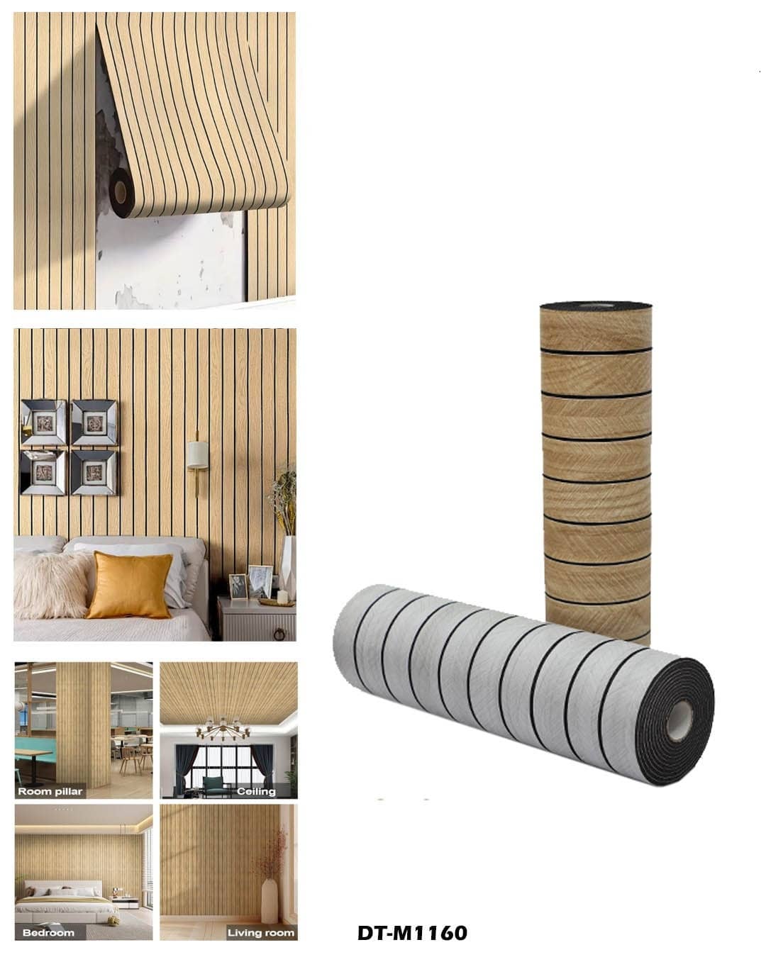 Wood Grain Slat 3D Wall Self-Adhesive Sticker Panel"dt-m1160"
