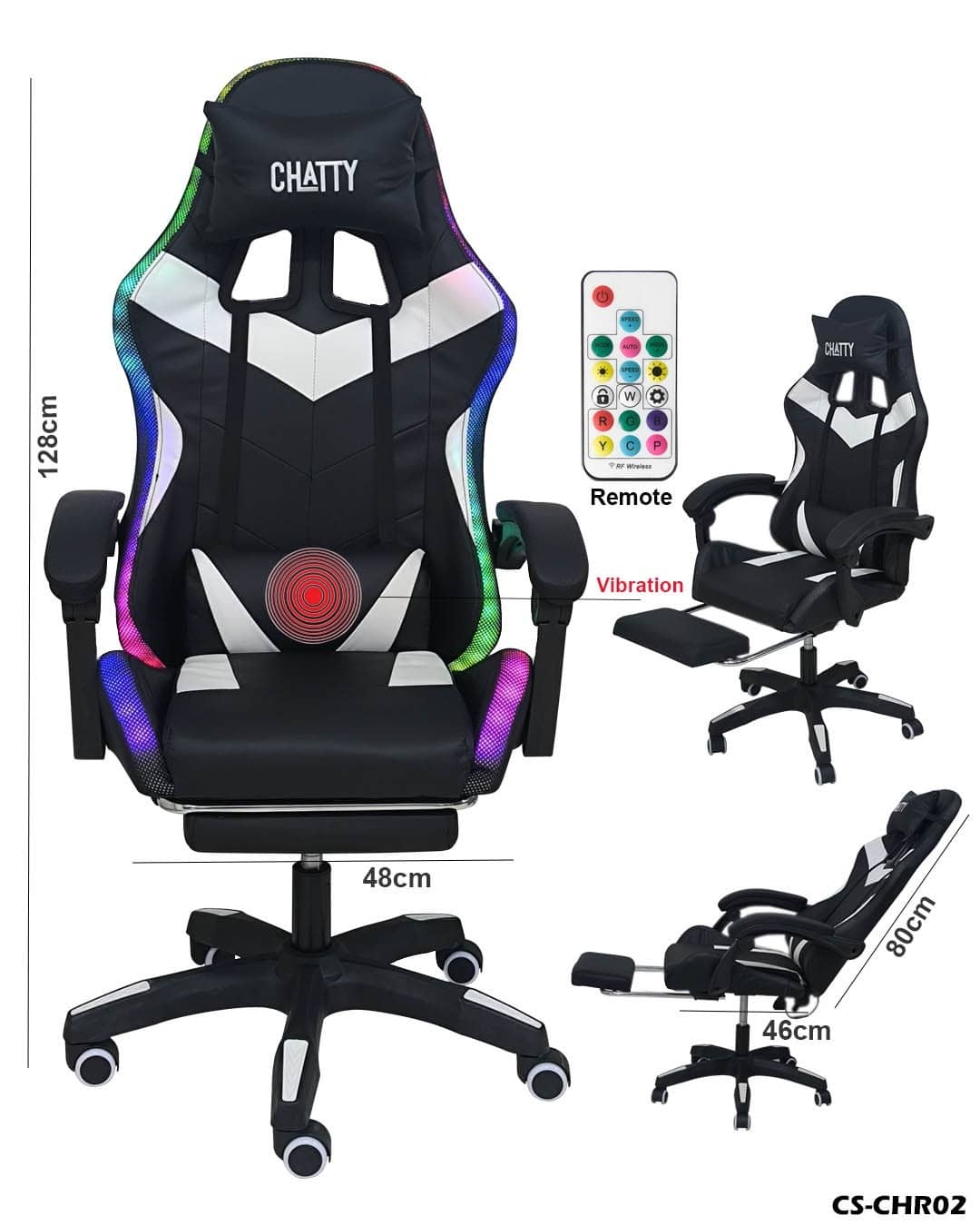 RGB Comfortable Leather Gaming Chair with Footrest"CS-CHR02"