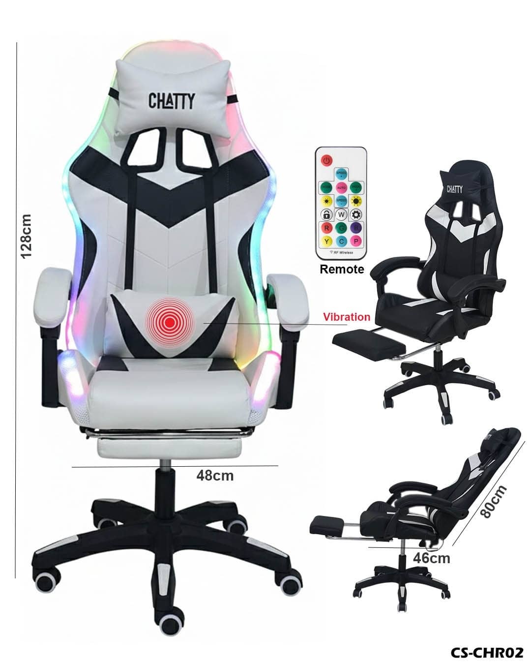 RGB Comfortable Leather Gaming Chair with Footrest"CS-CHR02"