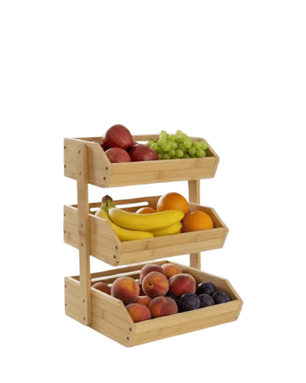 Bamboo Vegetable & Fruit Basket Organizer – 3 Tier"OMD-44"