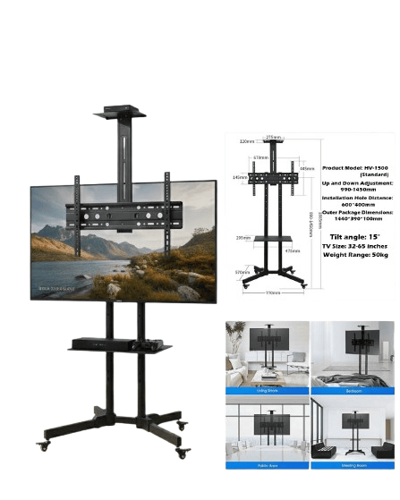 TV Stand Trolley with Wheels – 32″ to 65″OMD-28"