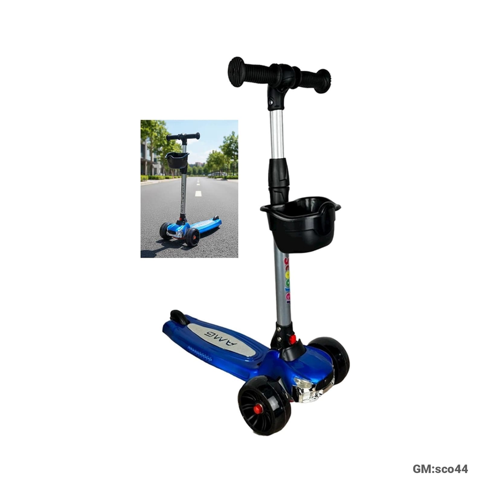 Foldable Height Adjustable 3-Wheel Children’s Scooter with Storage Basket"SCO44"