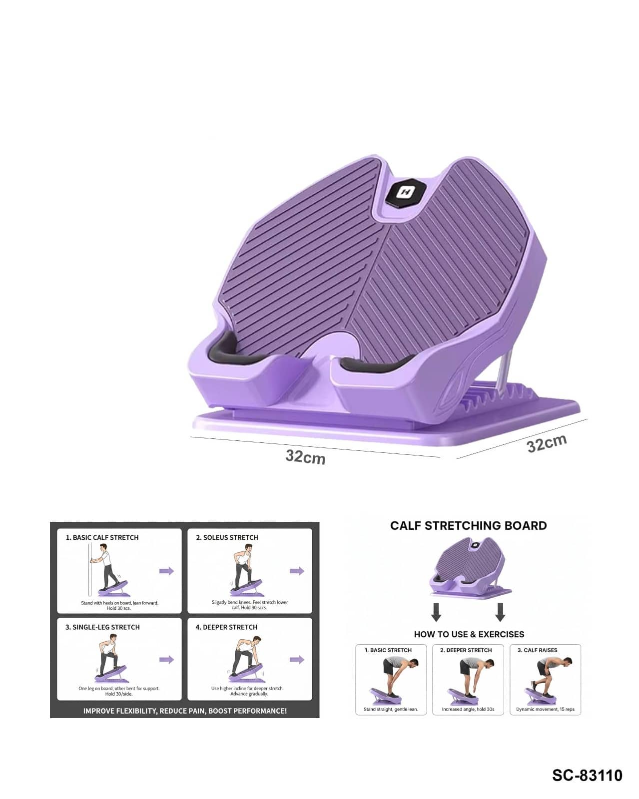 Calf Stretcher Board – 8-Level Adjustable Stretch & Balance Trainer