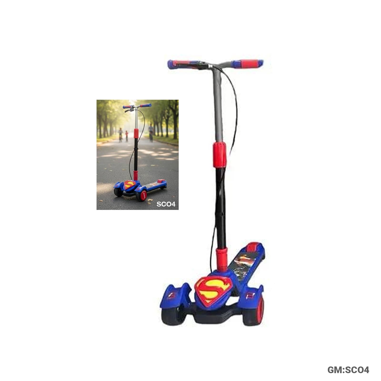 Foldable 3-Wheel Push Kick Scooter – Spider-Man & Superman Edition"SCO3"