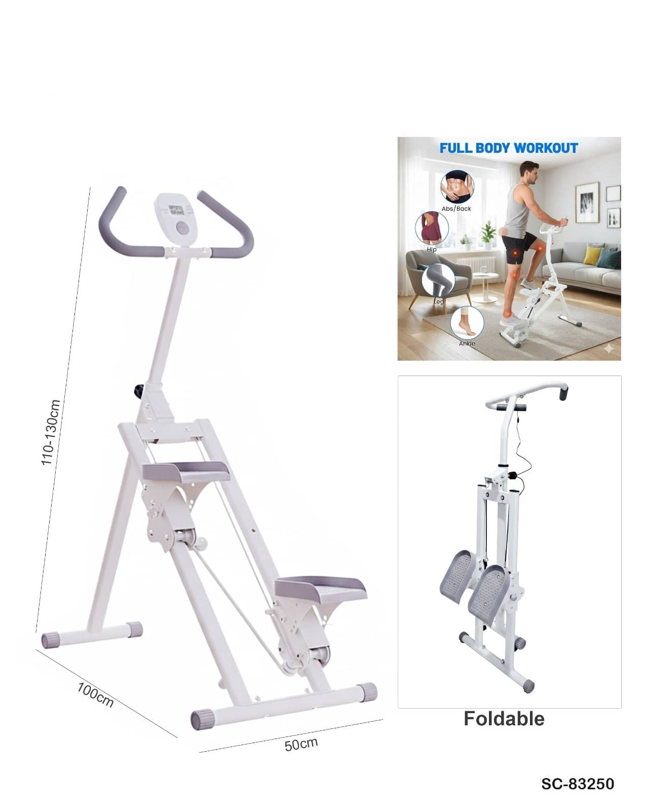 Foldable Stair Stepper – Height Adjustable Vertical Climber with Digital Display"SC-83250"