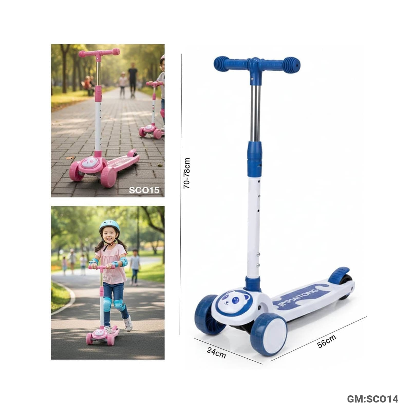 Foldable Push Kick Scooter – 3-Wheel Foldable & Height Adjustable Scooter"SCO14"