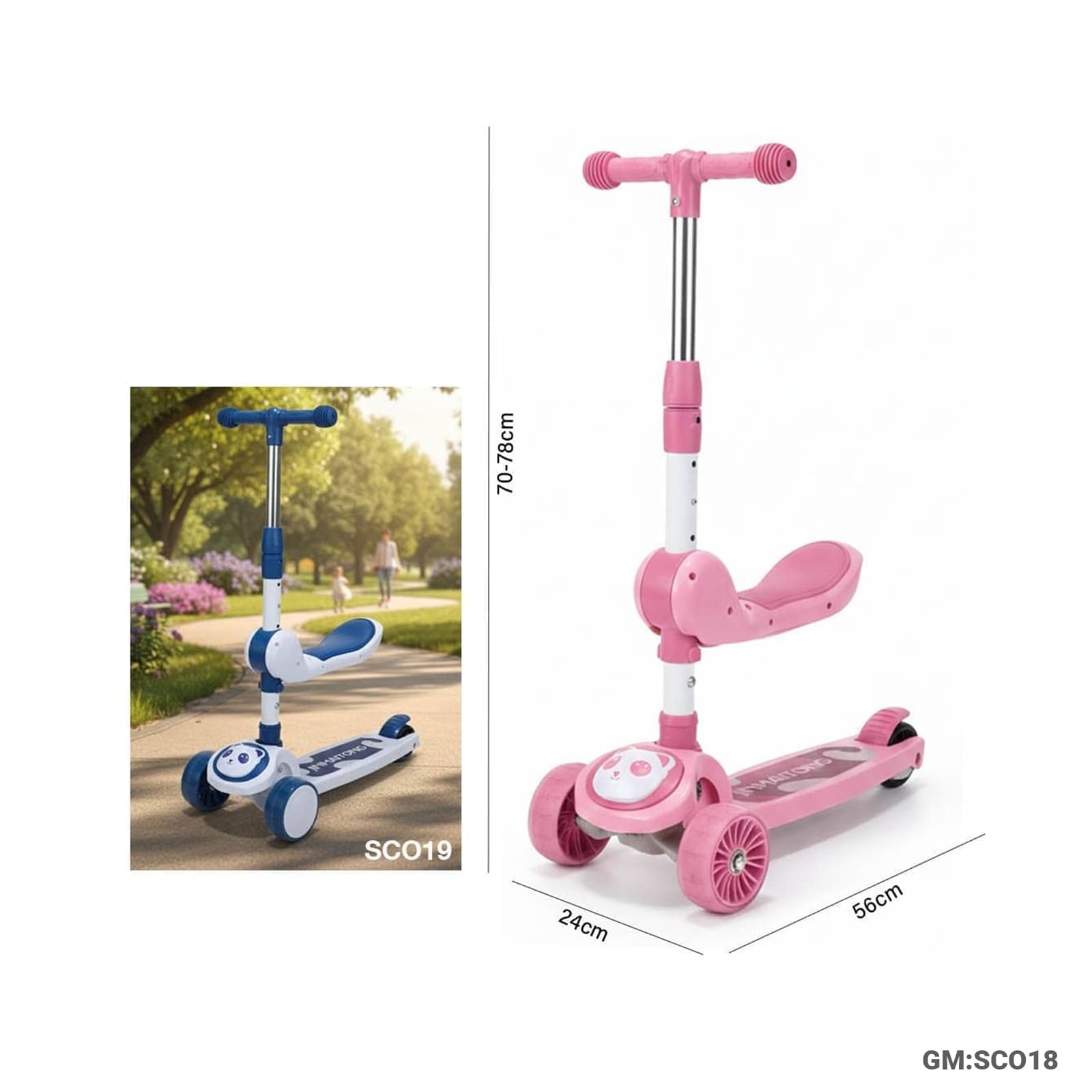 Foldable Push Kick Scooter – 3-Wheel Foldable & Height Adjustable Scooter"SCO18"