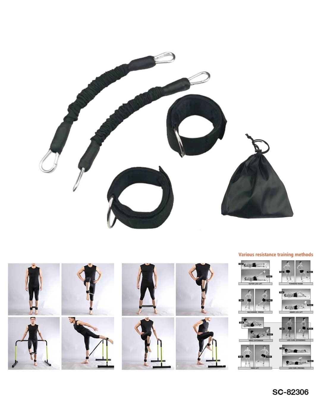 Elastic Ankle Resistance Bands – Multifunction Fitness Training Set (SC-82306)
