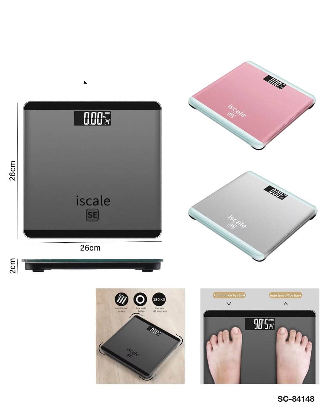 Digital Weight Scale with Temperature Display (4-Digit LCD) – SC-84148