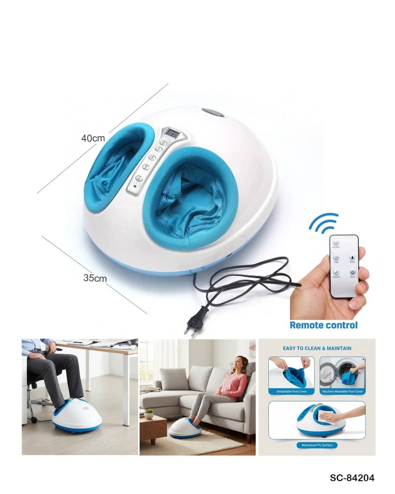 Electric Foot Massager with Heat and Remote Control – SC-84204