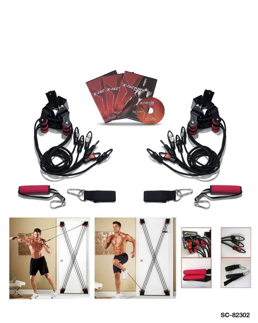X-Factor Door Gym Resistance Band Set (Full-Body Home Workout Kit) – SC-82302