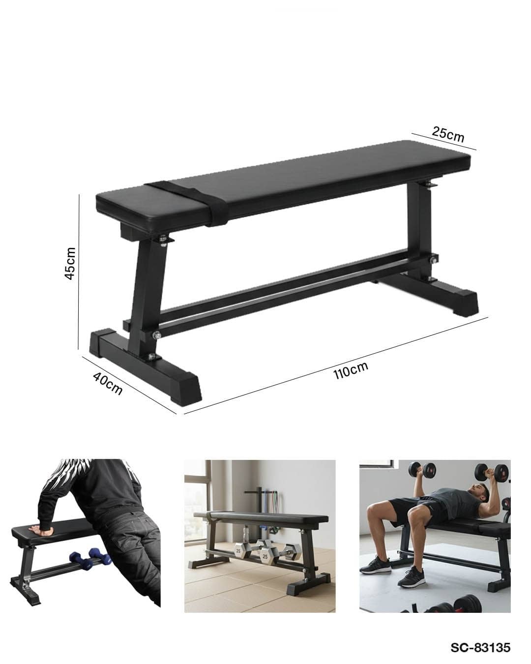 Flat Multi-Functional Dumbbell Bench with Built-in Dumbbell Rack – SC-83135