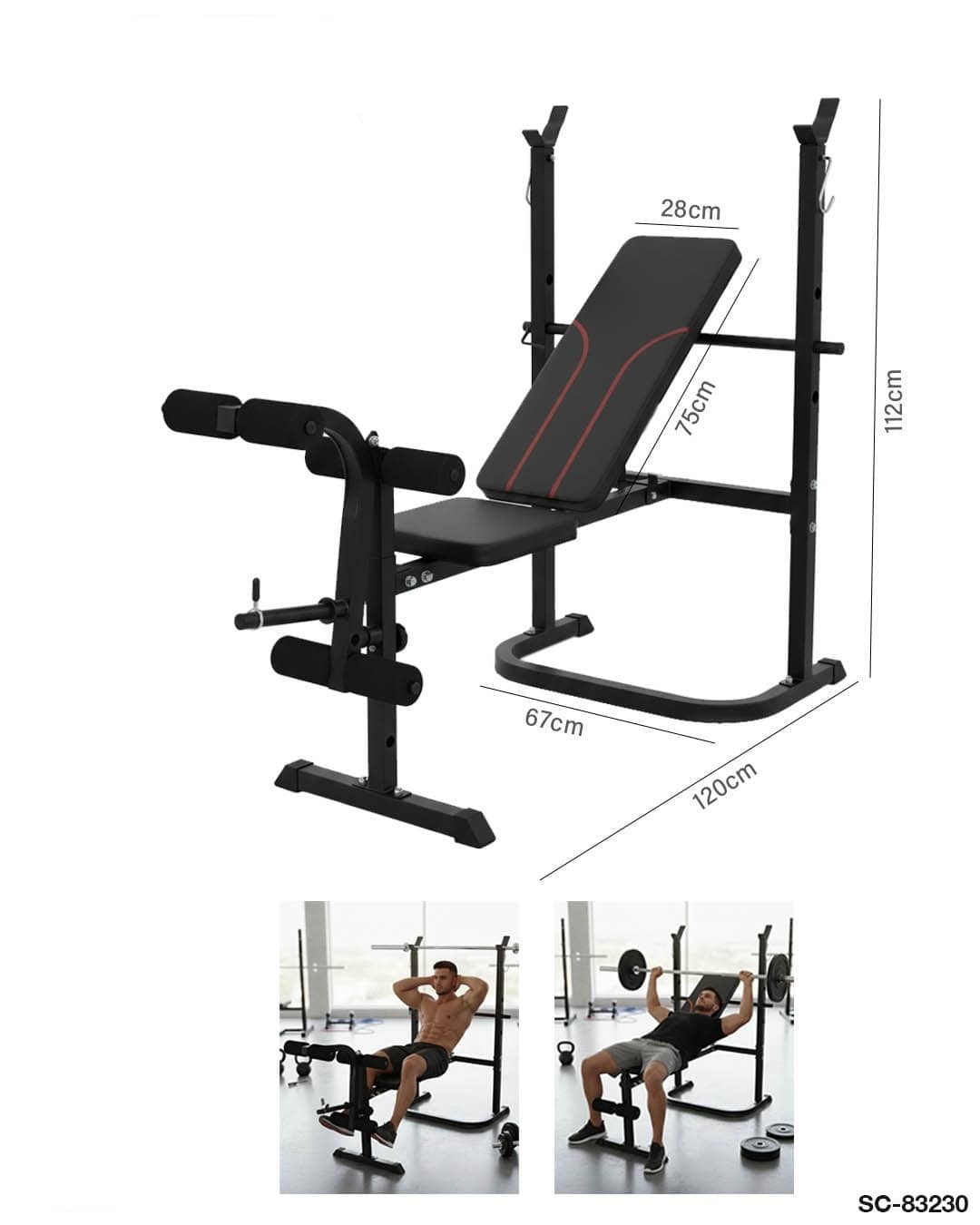 Multi-Functional Weightlifting Bench with Barbell Rack & Leg Developer – SC-83230