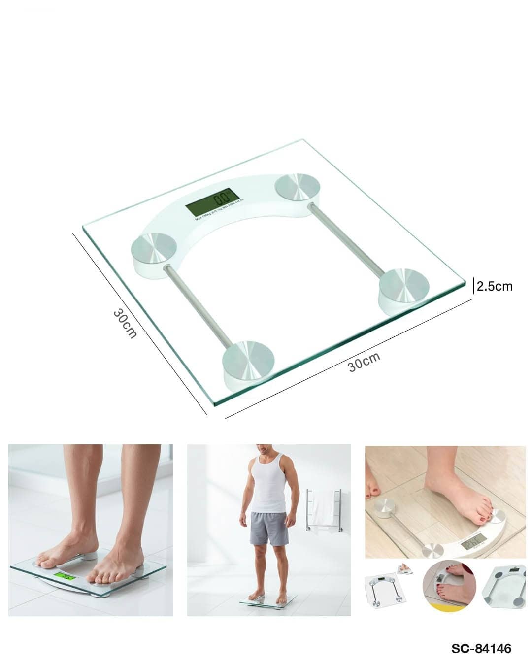 Glass Digital Body Weight Scale (180 kg Capacity) – SC-84146