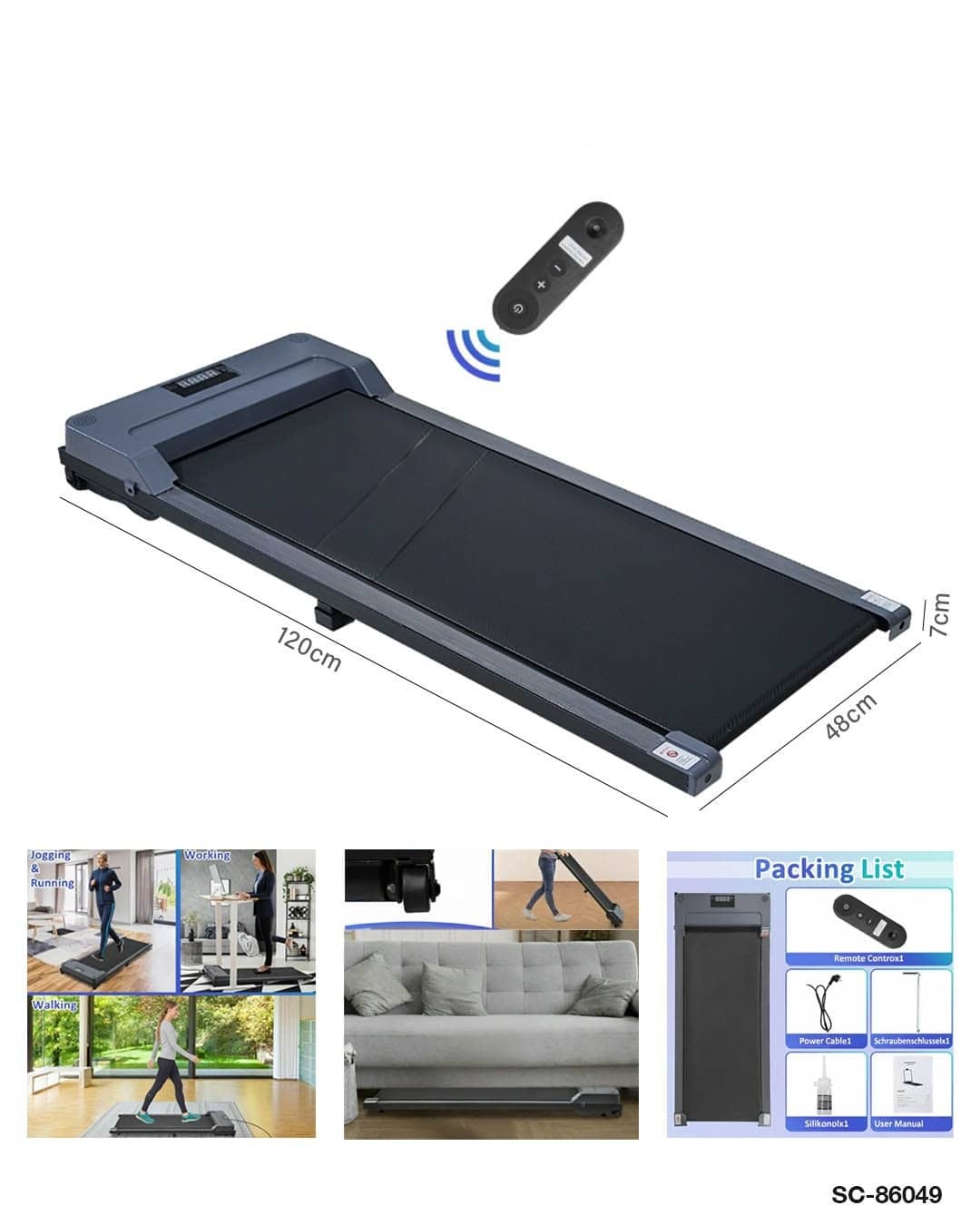 Walking Treadmill with LED Display & Remote Control (1–6 km/h) – SC-86049