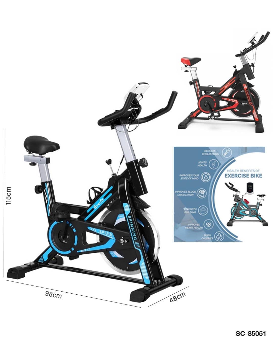 Adjustable Indoor Cycling Bike for Cardio – Max User 120KG (SC-85051)