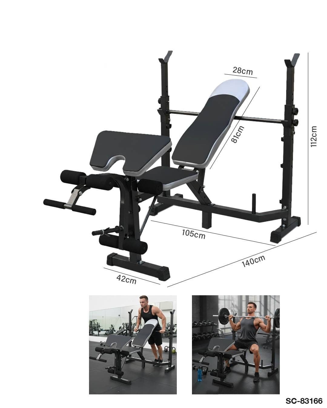 Multi-Functional Weight Lifting Bench with Adjustable Barbell Rack – Chang Sport | SC-83166