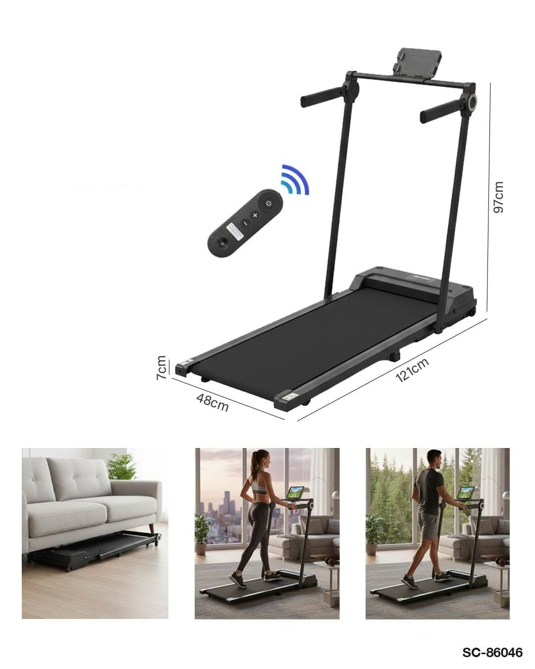 Foldable Electric Walking Treadmill with Remote Control – Chang Sport | SC-86046