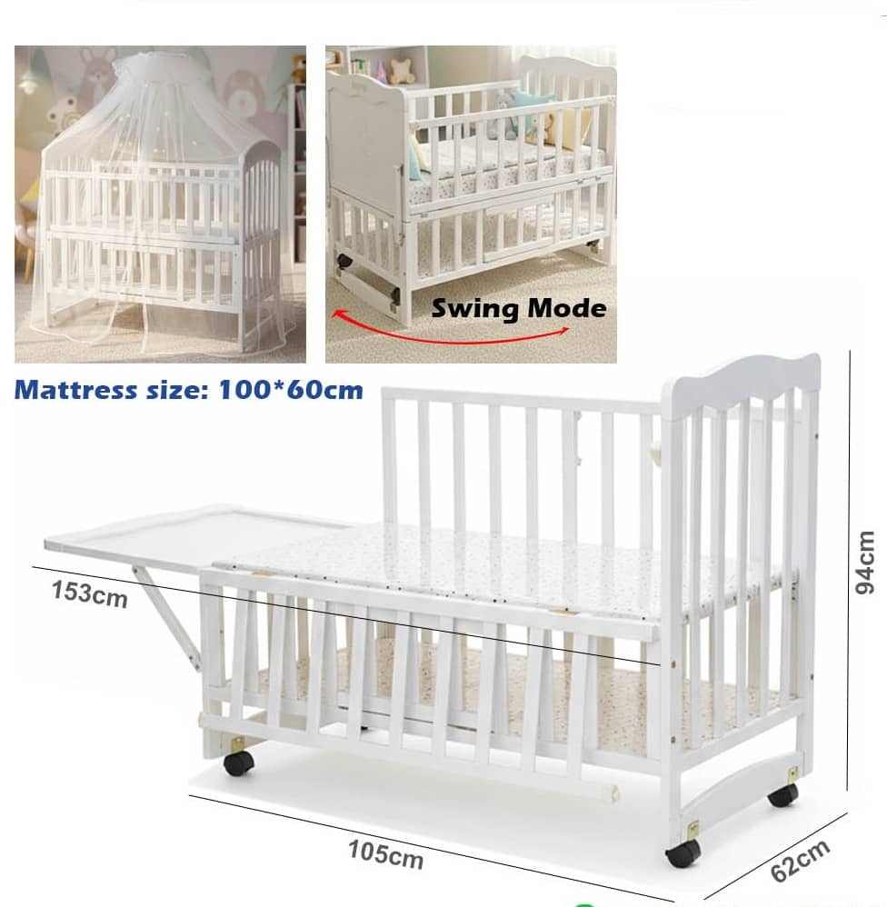 2-in-1 Wooden Baby Cot with Swing Mode – bd361-05