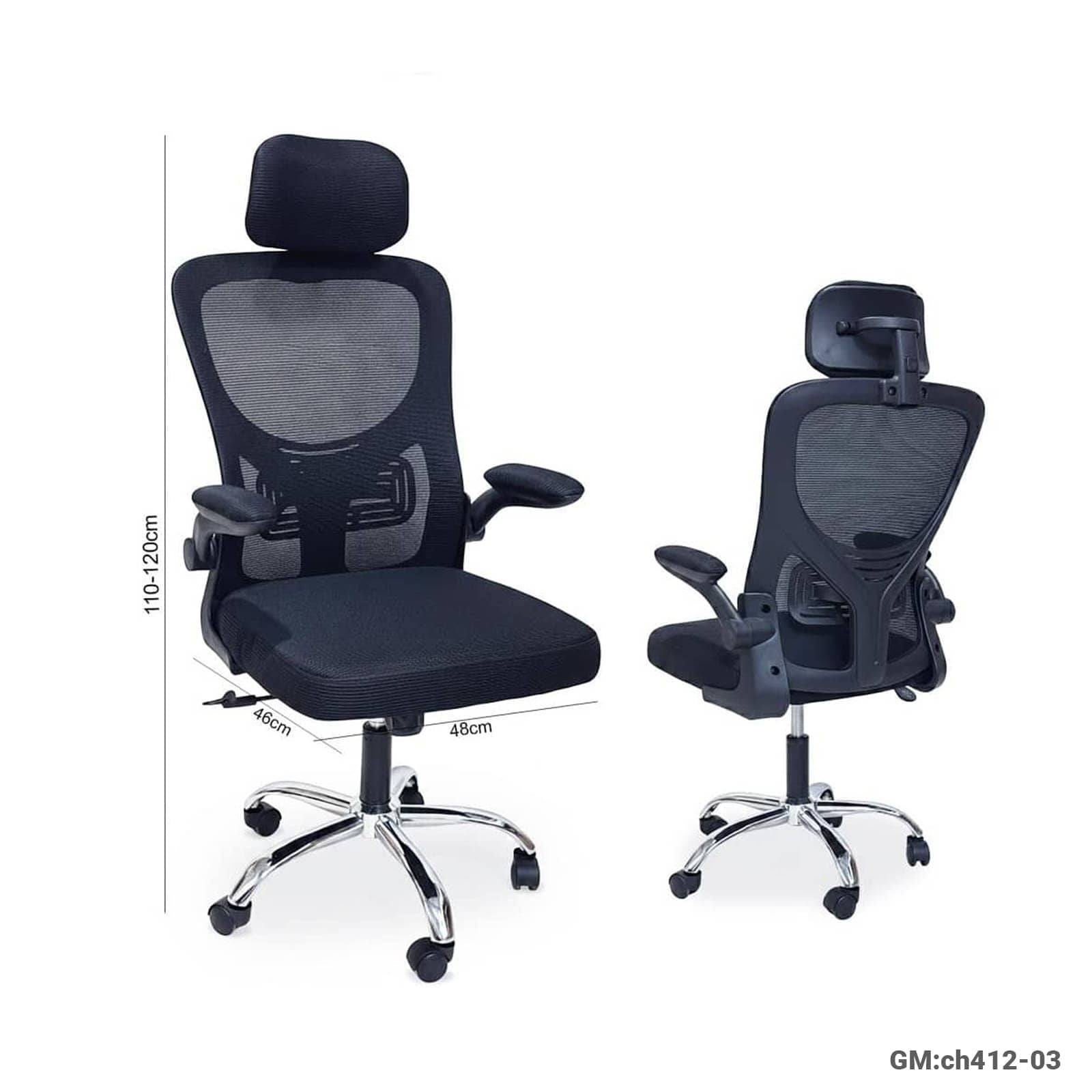 Ergonomic Office Chair with Headrest (Hydraulic Height Adjustable) – ch412-03