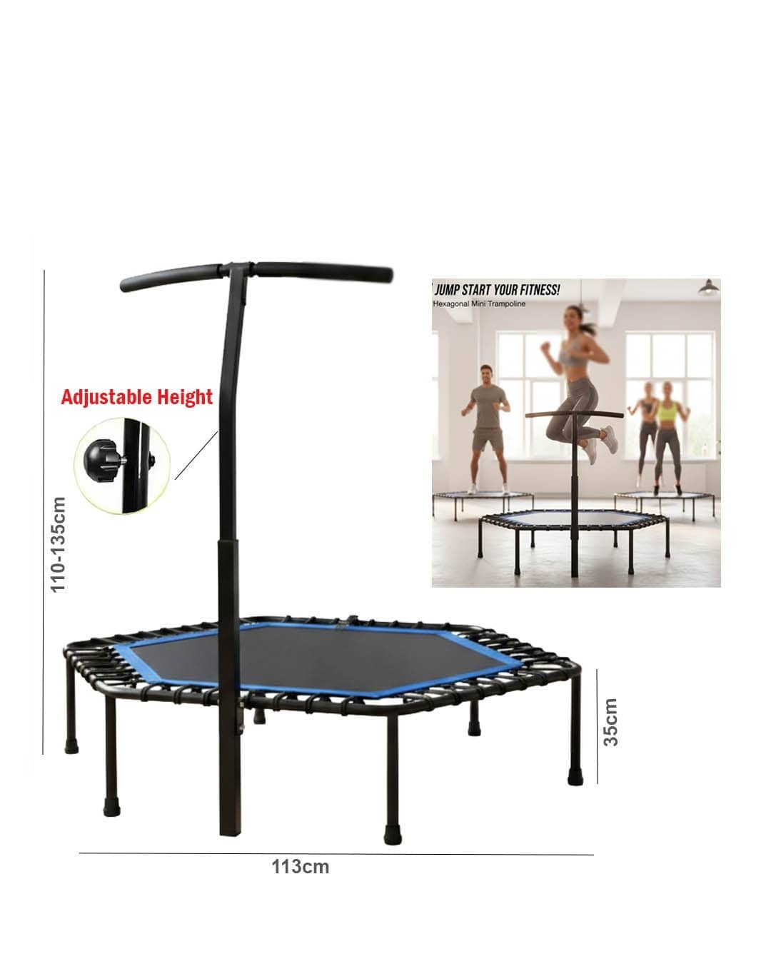 Fitness Mini Hexagonal Trampoline with Handle — SKU: TR248-03
