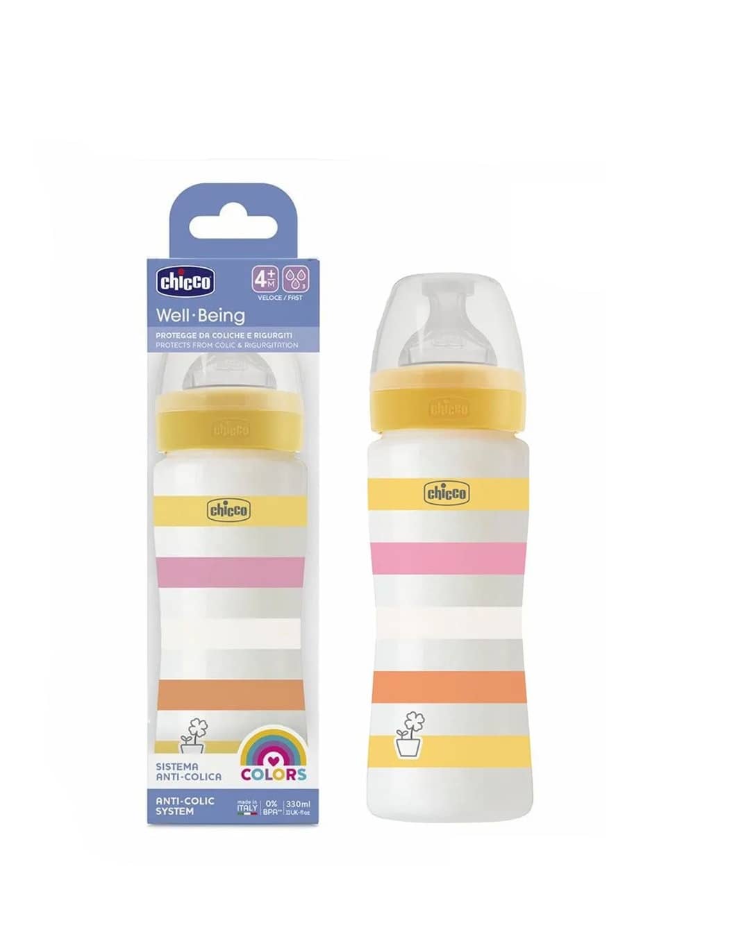 Chicco Well-Being Feeding Bottle – Fast Flow (C6244)