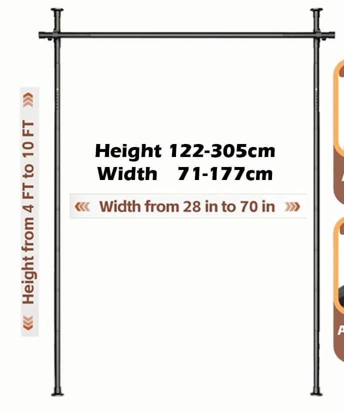 Adjustable Floor-to-Ceiling Room Divider Curtain Rod (No Drilling) | OMD-56