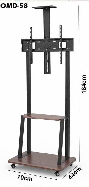 32” to 70” Black LED/LCD TV Stand Mount Bracket Mobile Trolley with Wheels | OMD-58