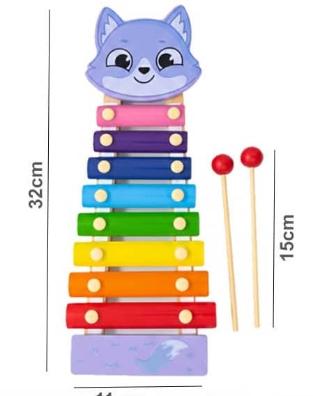 Kids Wooden Colorful Animal Xylophone Musical Toy with Mallets – Educational Music Instrument (ED308-3)