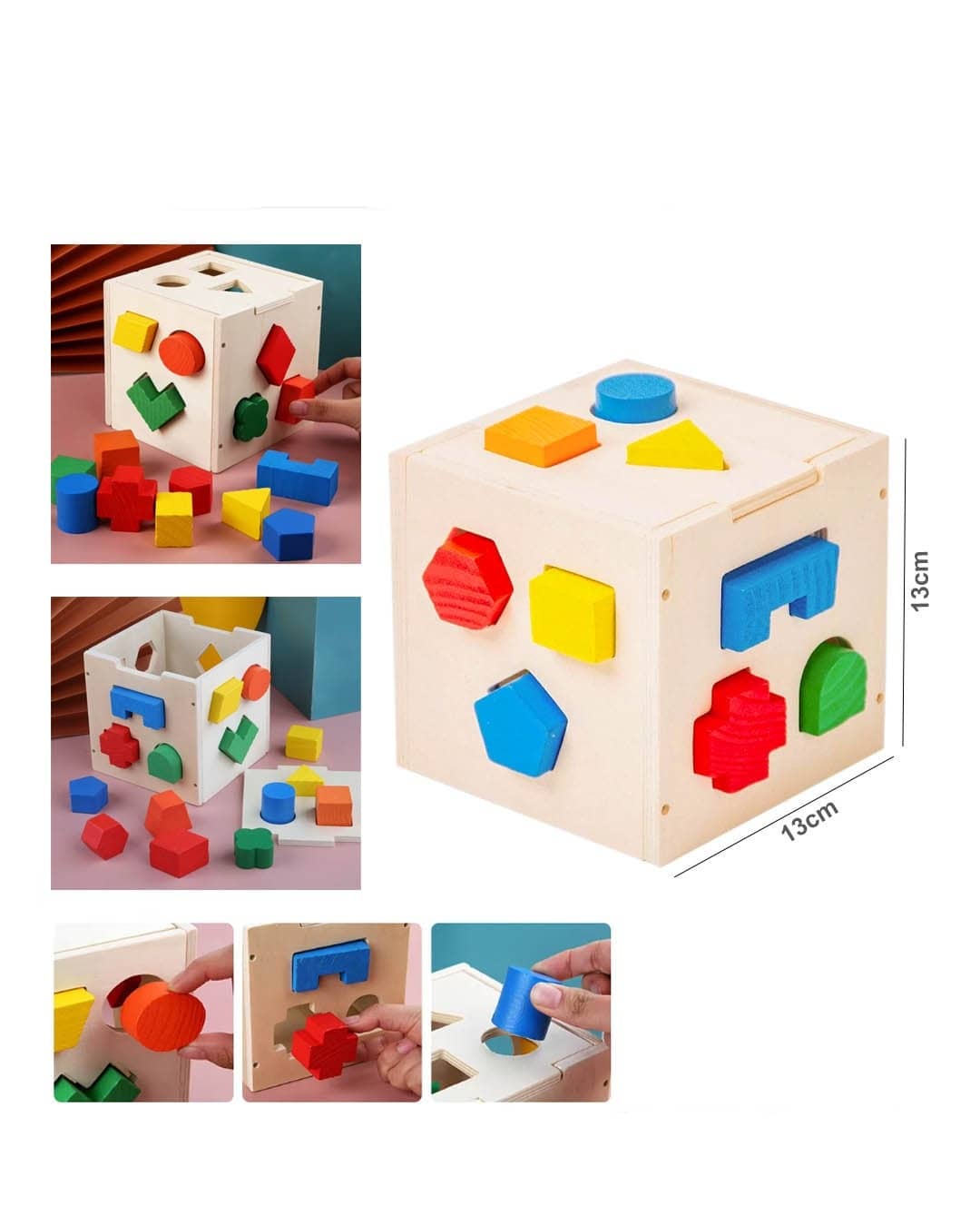 Wooden Educational Block Building Sorting Cube Toy – Shape Matching and Early Learning Game (SH295-05)