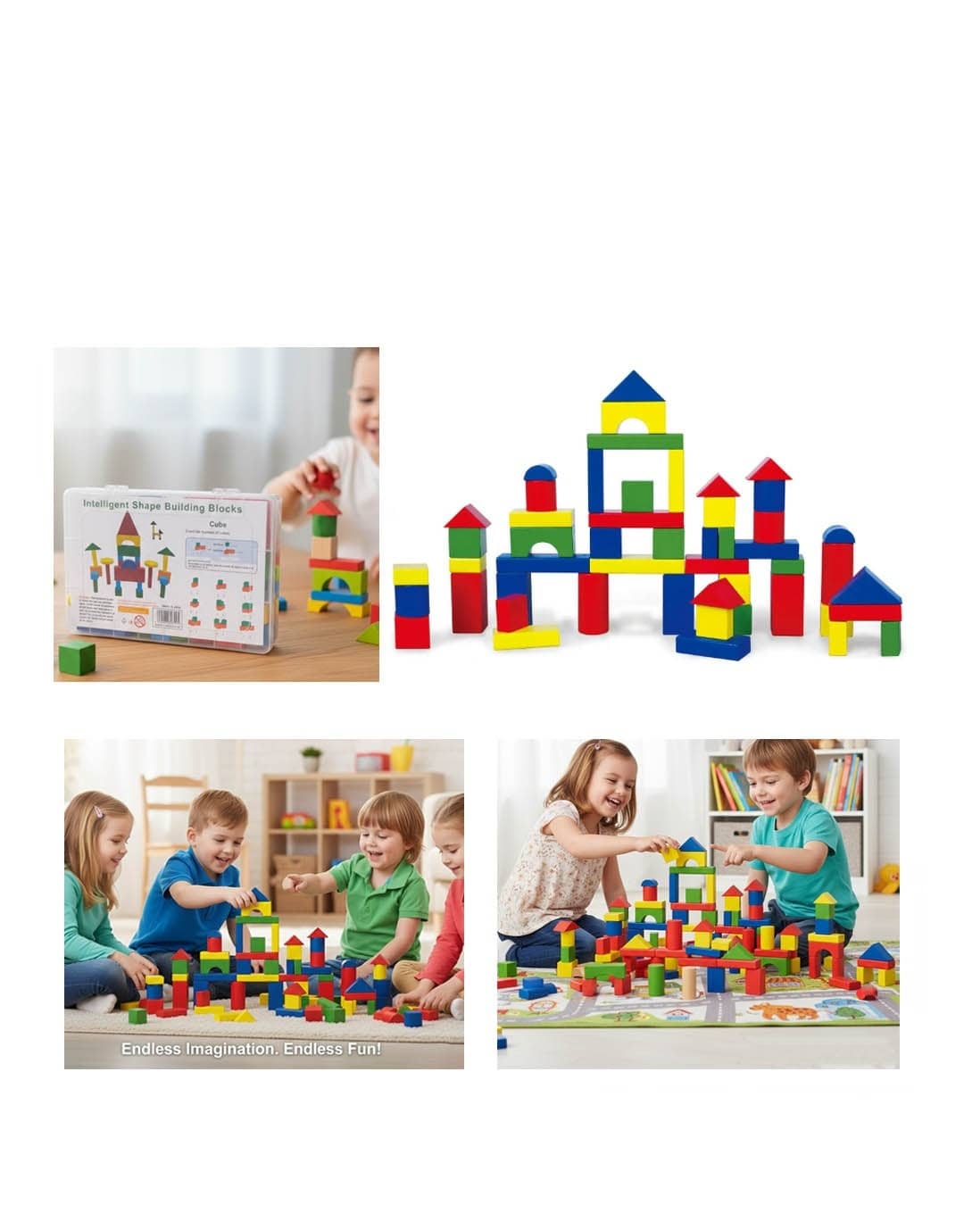 Intelligent Shape Building Wooden Blocks Cube Set – Creative Construction and Learning Toy (SH295-10)
