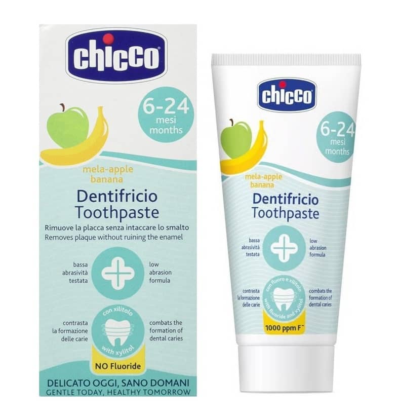 Chicco Apple & Banana Baby Toothpaste – No Fluoride, Gentle Formula (50ml, 6M+) – C5567