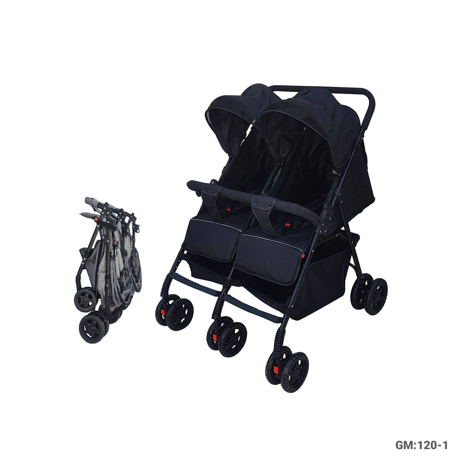 Twin Baby Stroller for Two Kids with Foldable Design and Storage Basket – 120-1