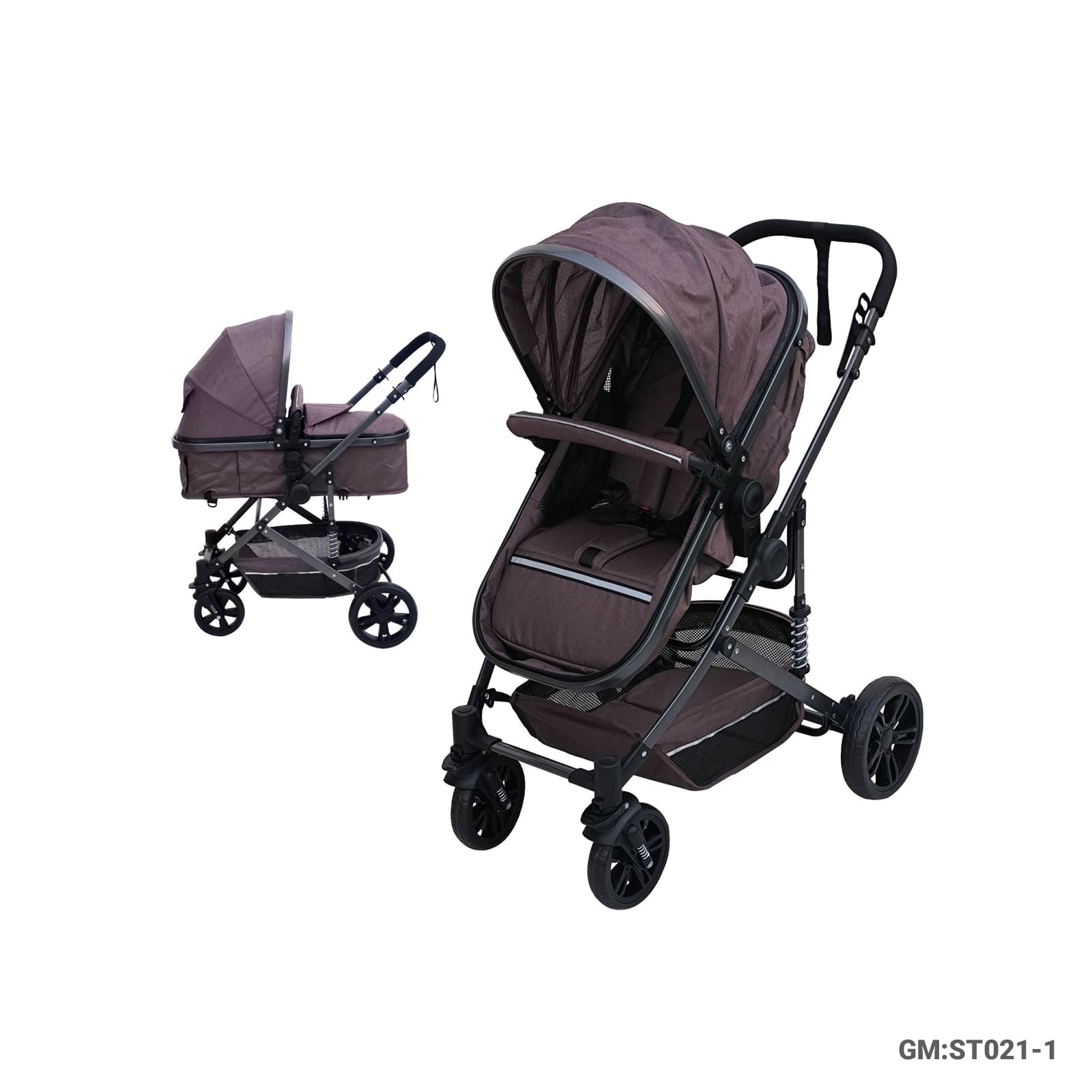 Convertible 2-in-1 Baby Stroller with Carrycot, Adjustable Seat, and Storage Basket – ST021-1