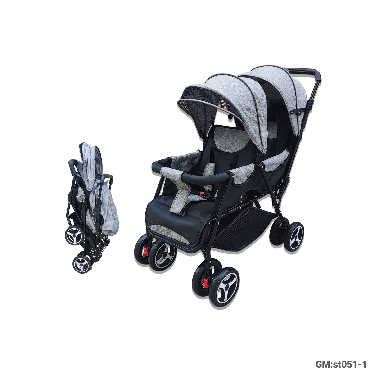 Heavy-Duty Foldable Baby Stroller with Canopy and Storage Basket – ST031-1
