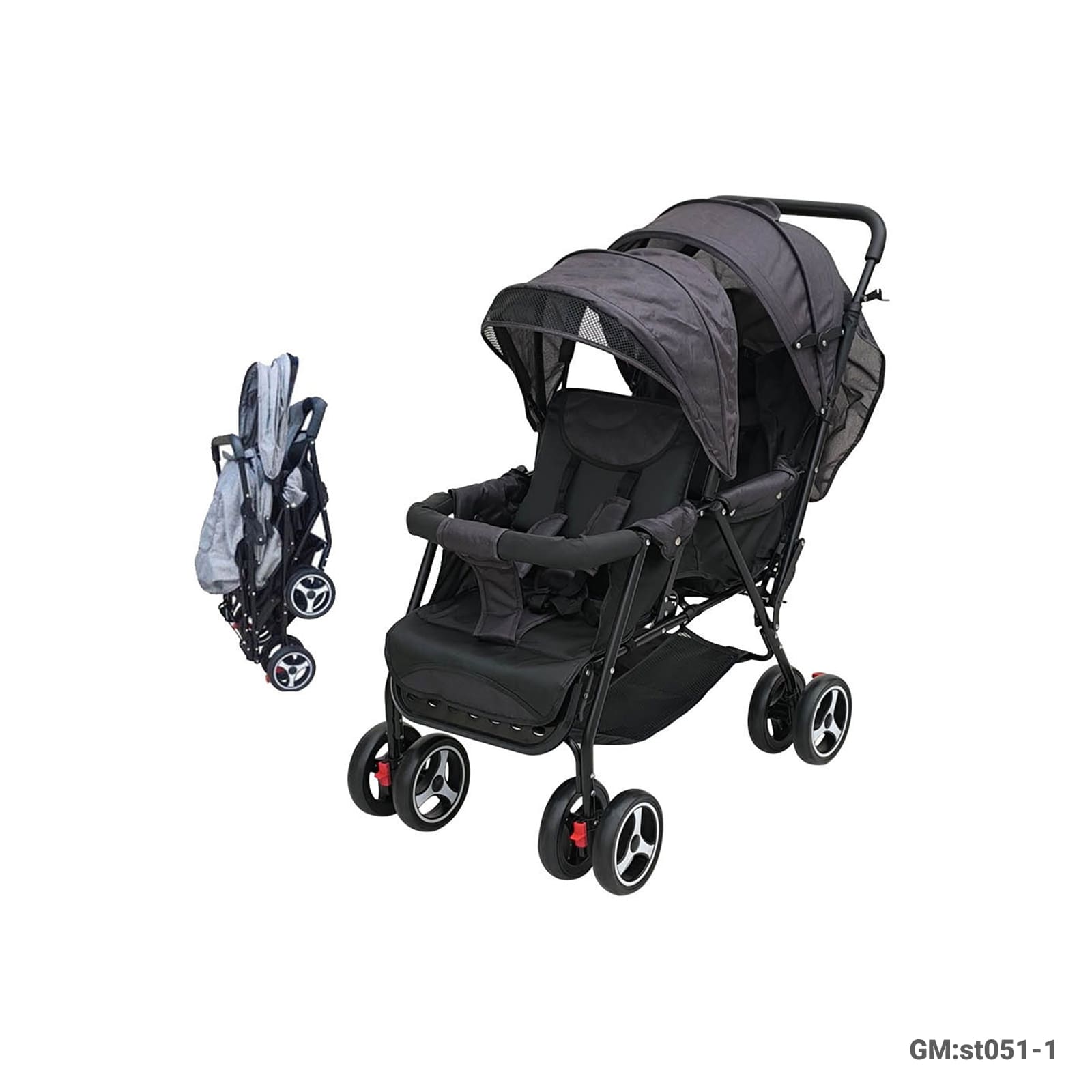 Heavy-Duty Foldable Baby Stroller with Canopy and Storage Basket – ST031-1