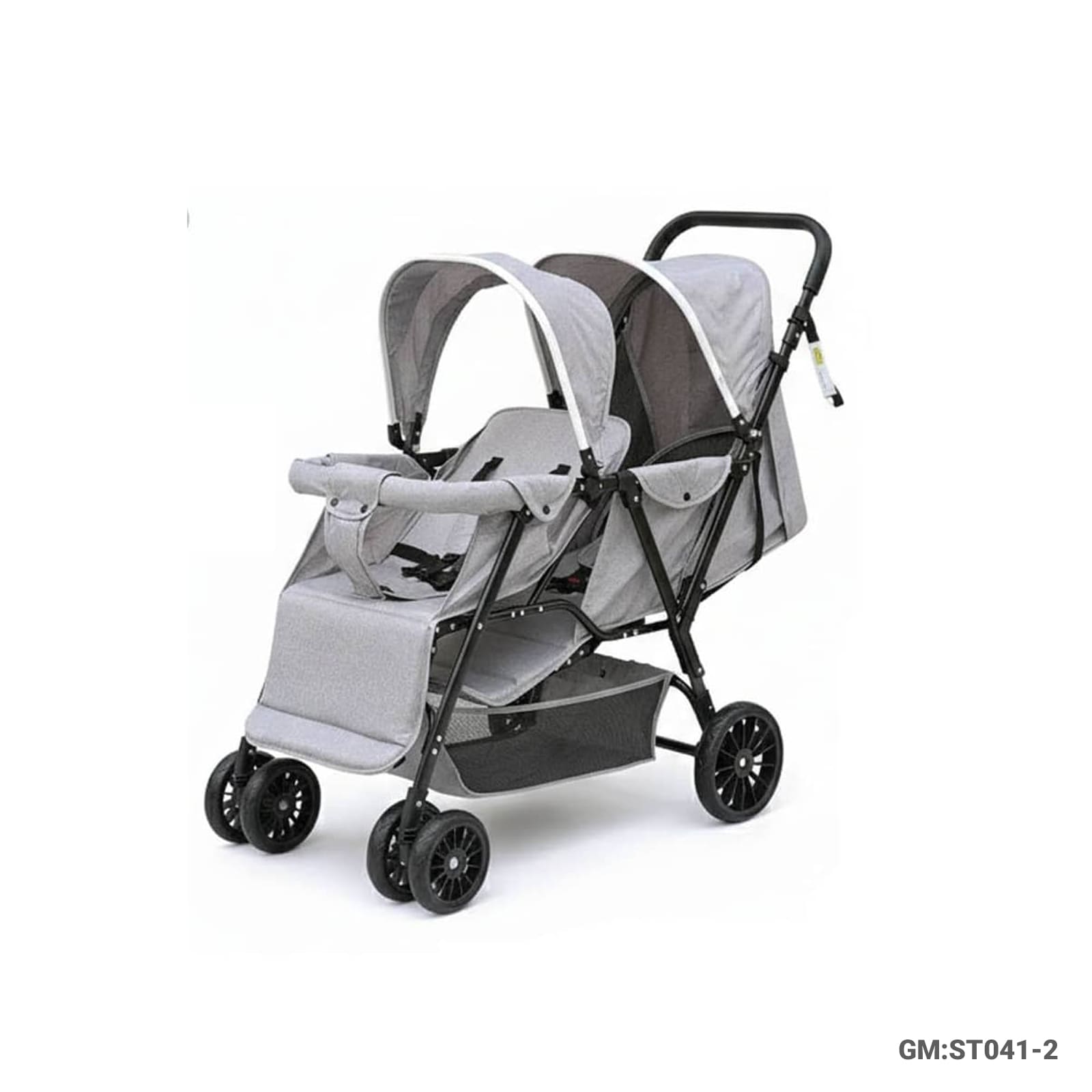 Twin Baby Stroller with Dual Seats, Canopies, and Storage Basket – ST041-2