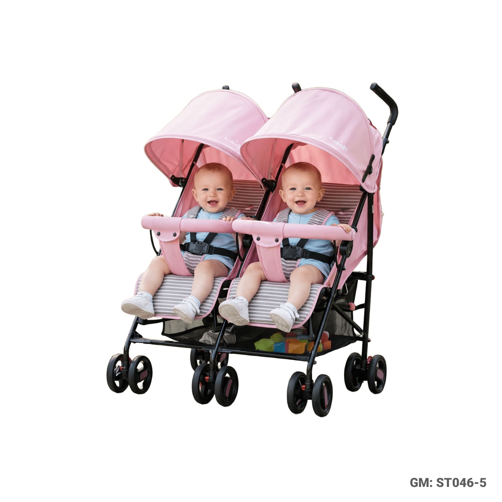 Twin Baby Stroller with Dual Canopies, Lightweight Foldable Design – ST046-5