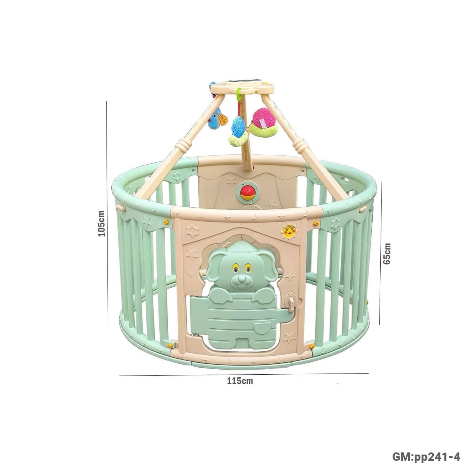 Multicolour Plastic Baby Playpen – Round Shape with Hanging Toys – "pp241-4"