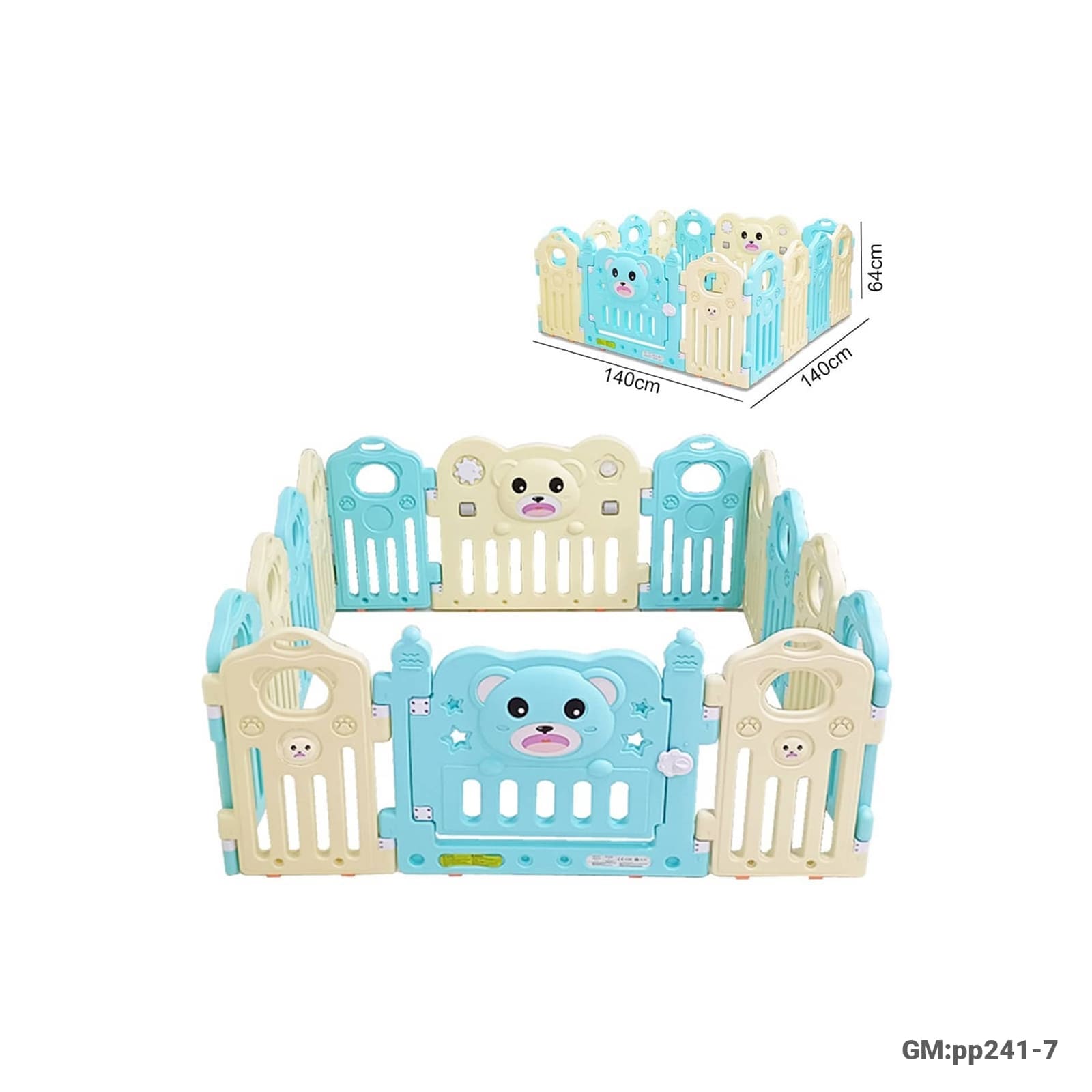 Besrey Baby Playpen with Safety Gate – 14-Panel Foldable Fence – 140×140 cm – "pp241-7"