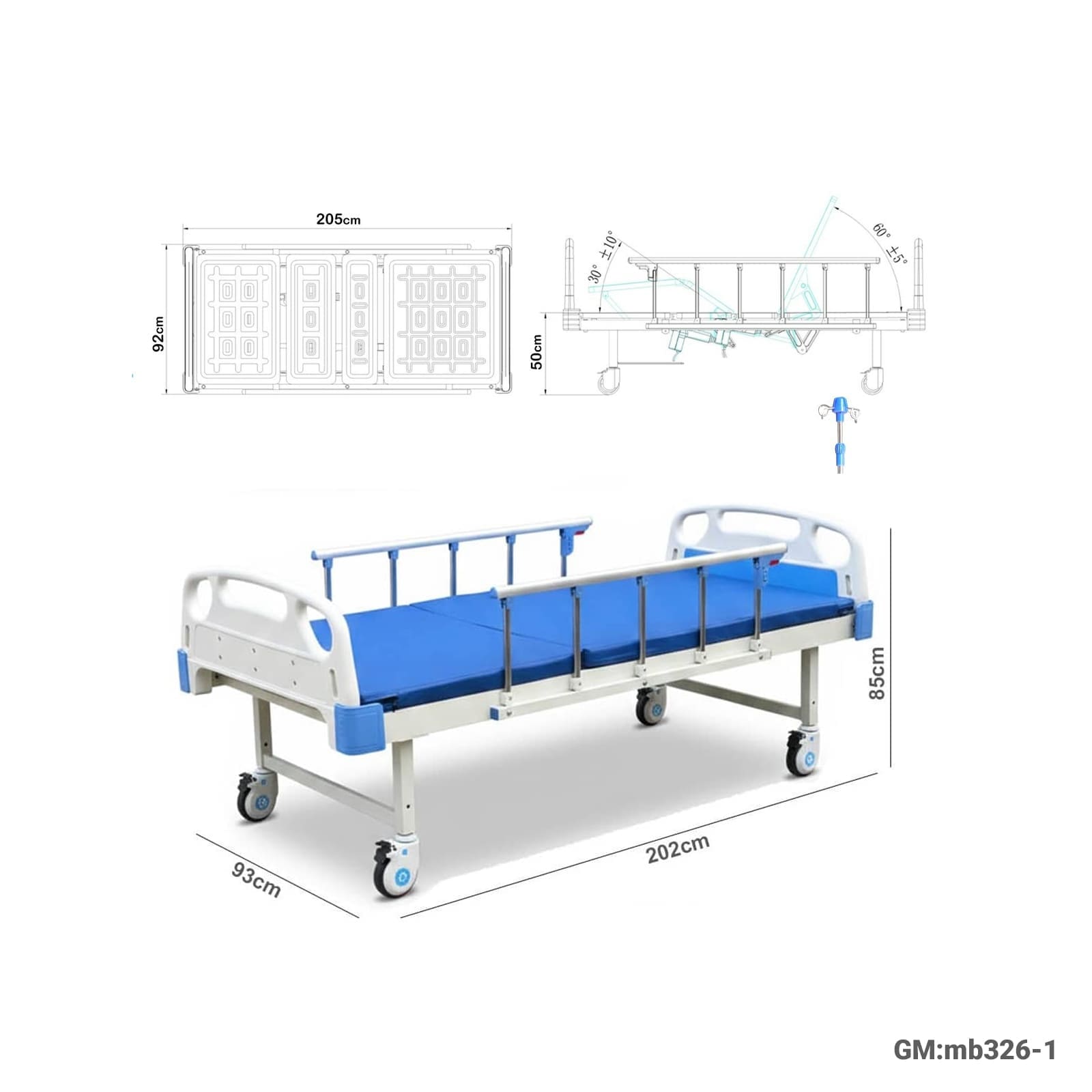 adjustable medical hospital bed “mb326-1”