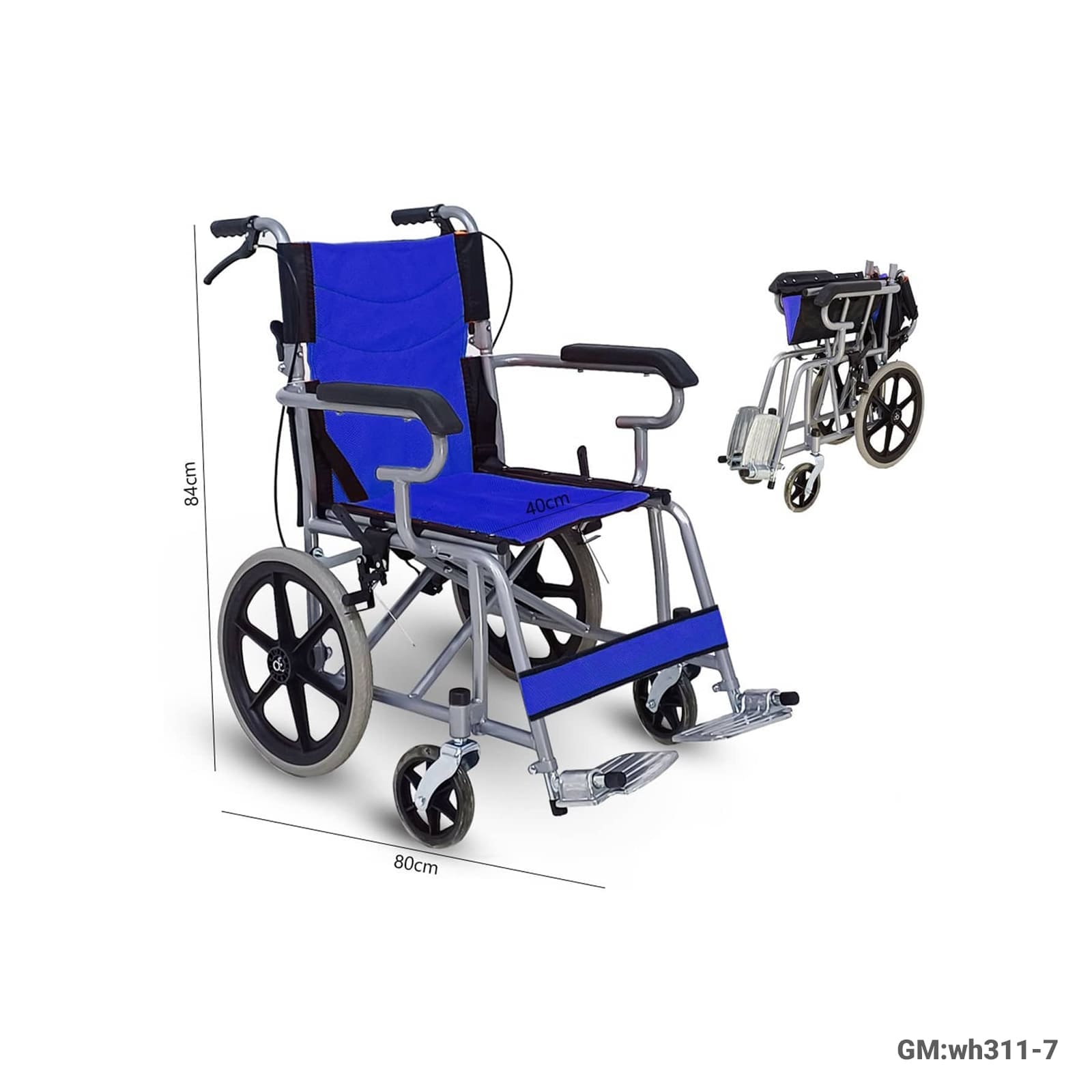 Kids Lightweight Foldable Wheelchair – 60kg Capacity – "wh311-7"