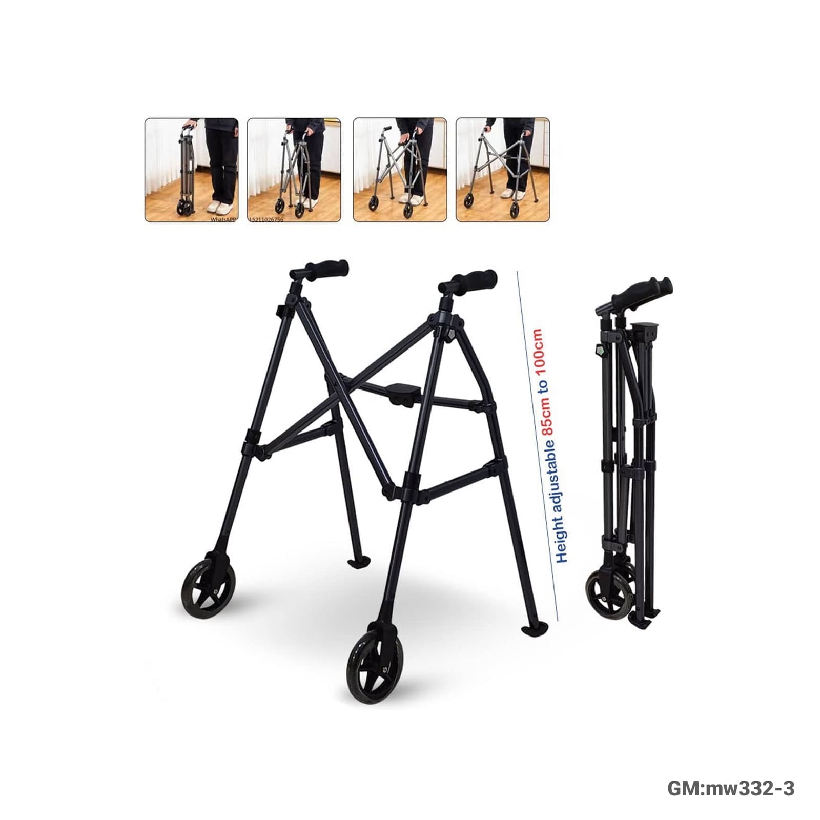 Lightweight Foldable Walker – Height Adjustable "mw332-3"