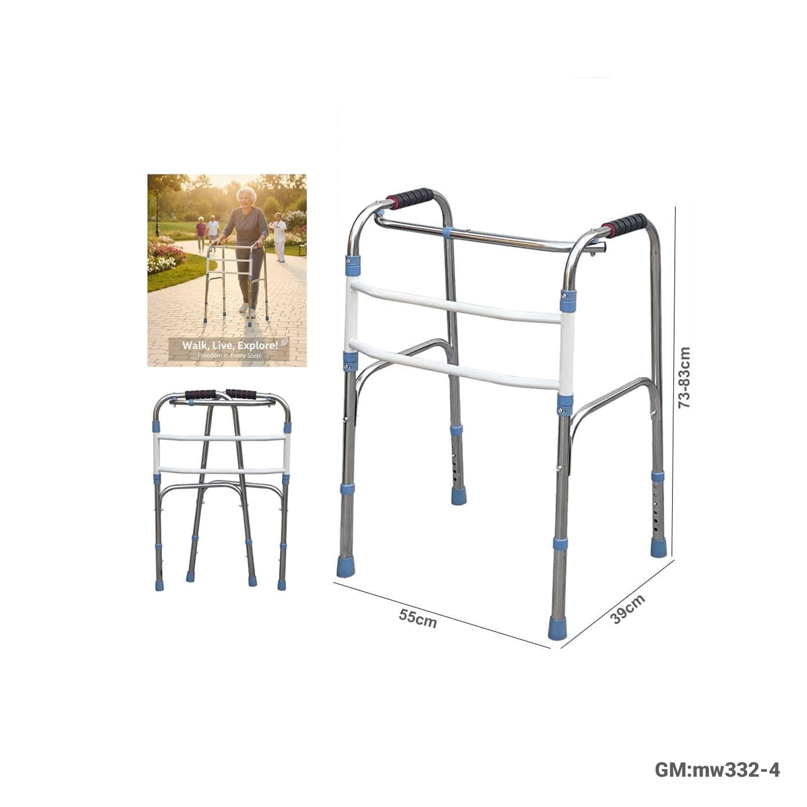 Foldable Walker for Elderly & Patients"mw332-4"