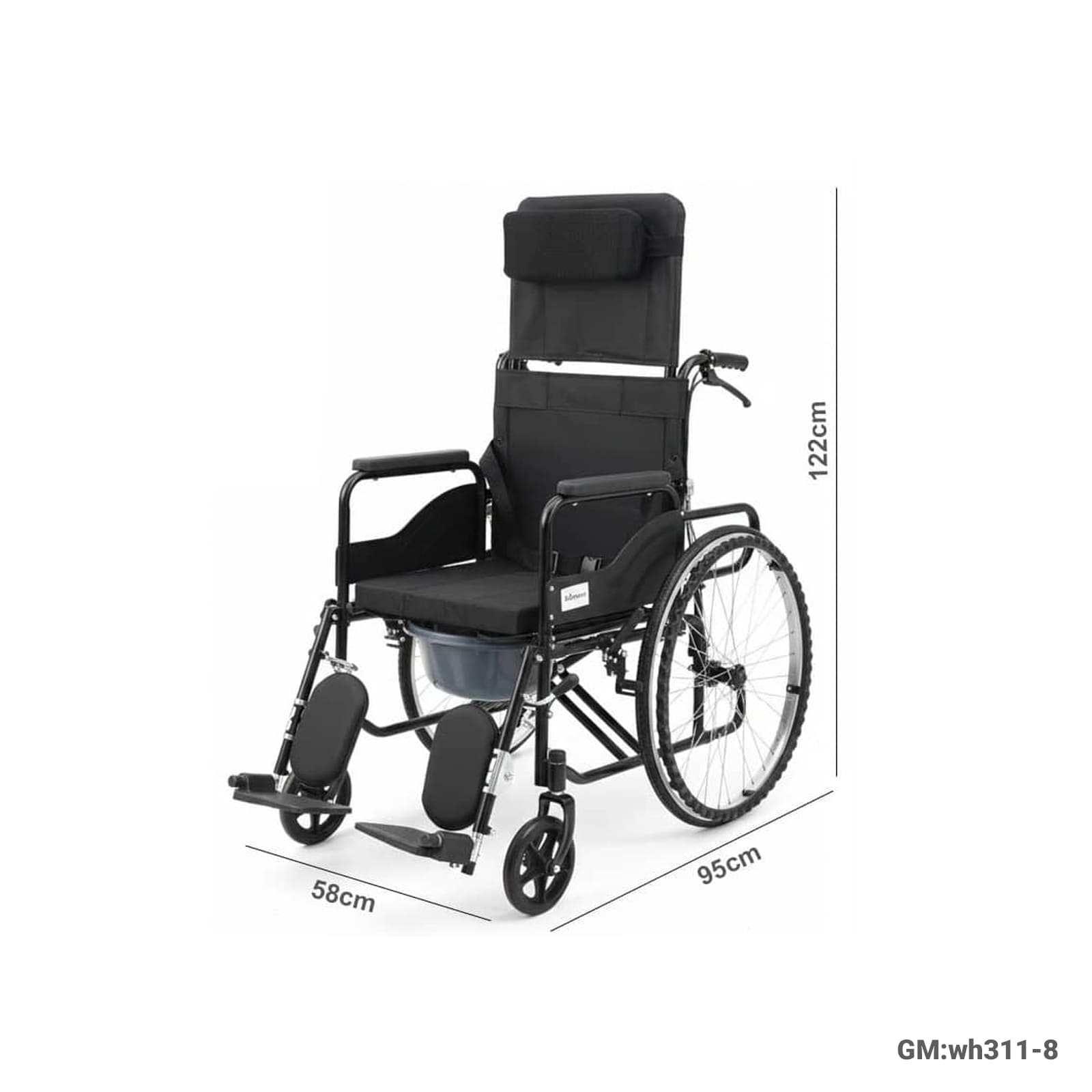 Full-Lying Foldable Wheelchair (Reclining Backrest) – wh311-8