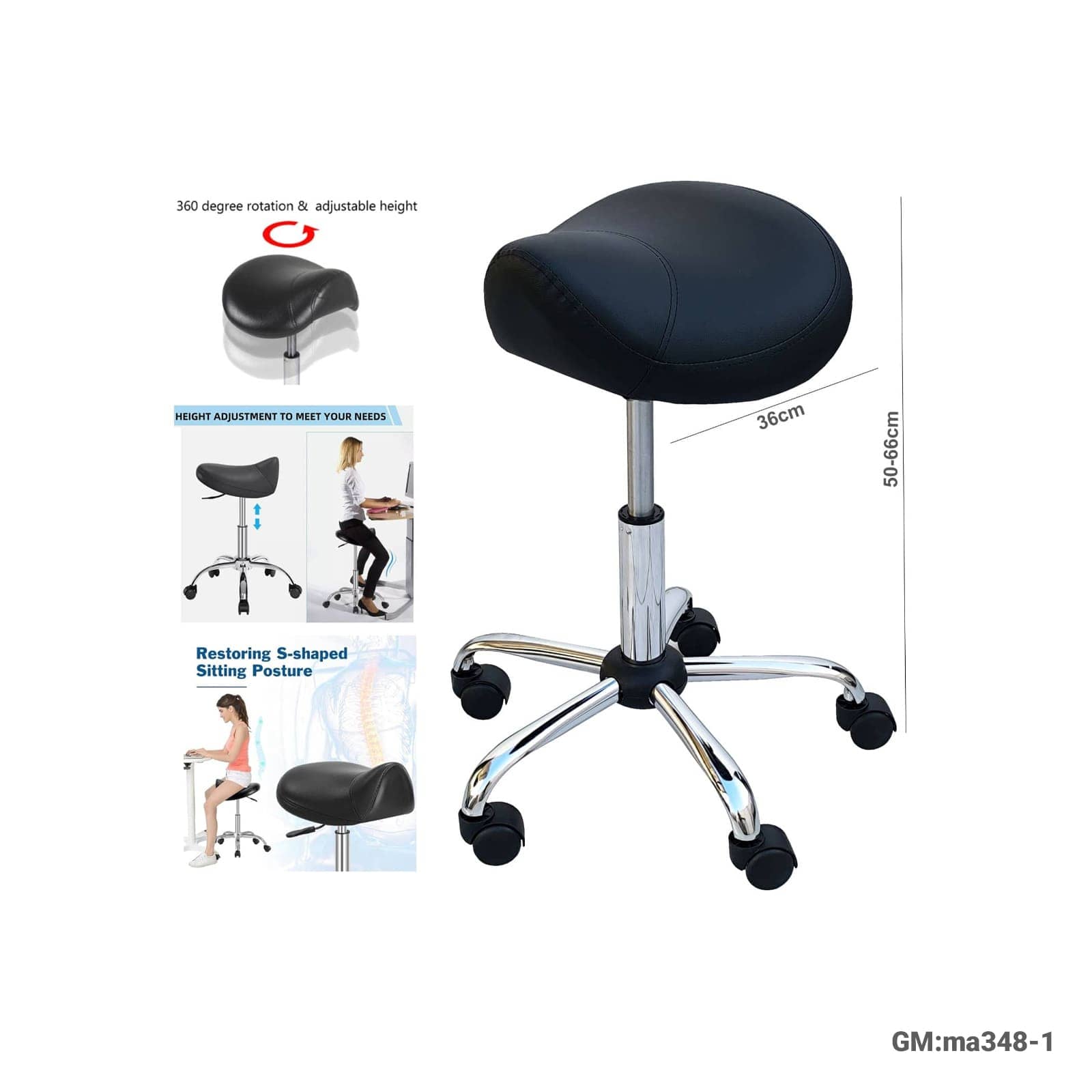 Adjustable Rolling Stool Chair"mh346-2"