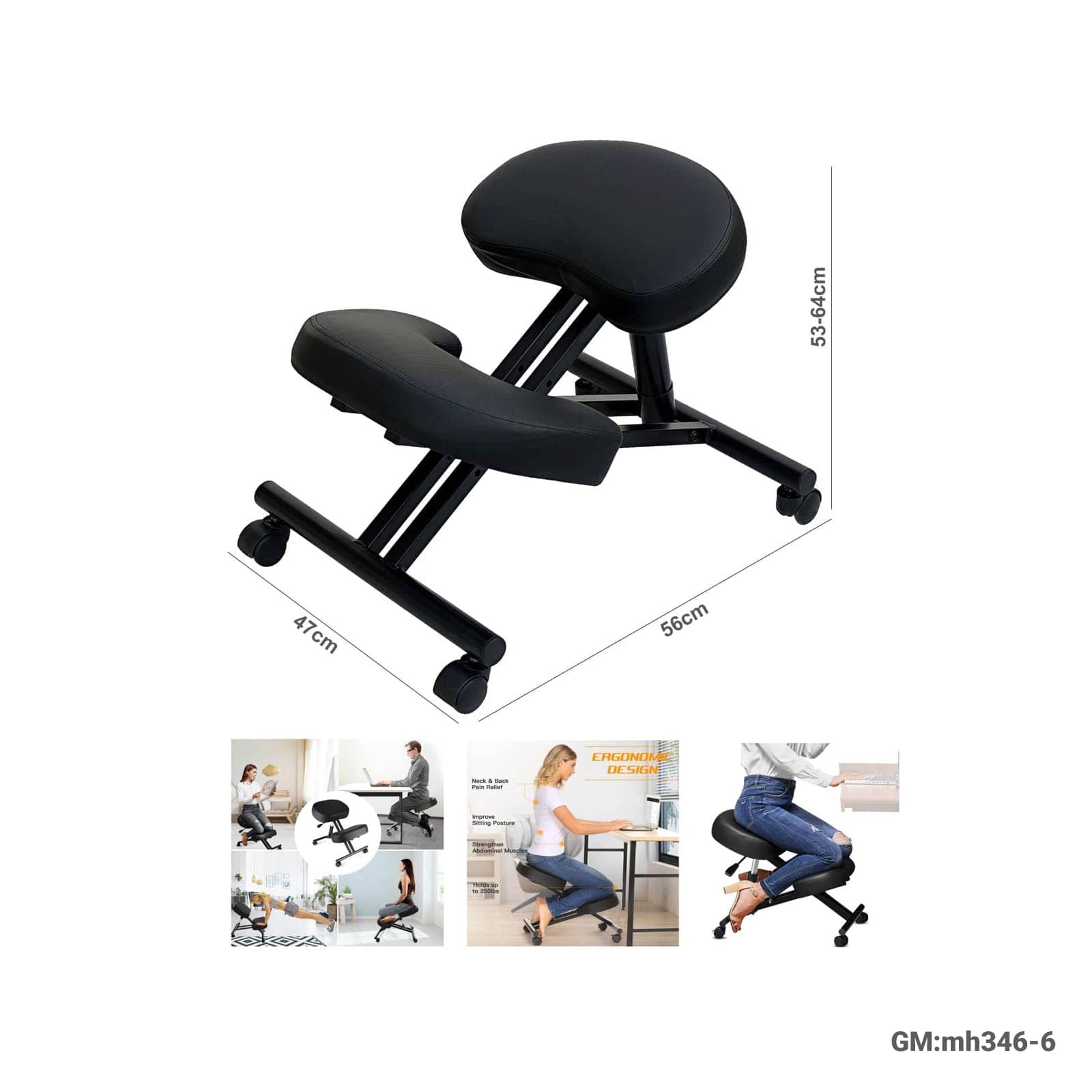 Adjustable Angled Kneeling Stool Chair"mh346-6"