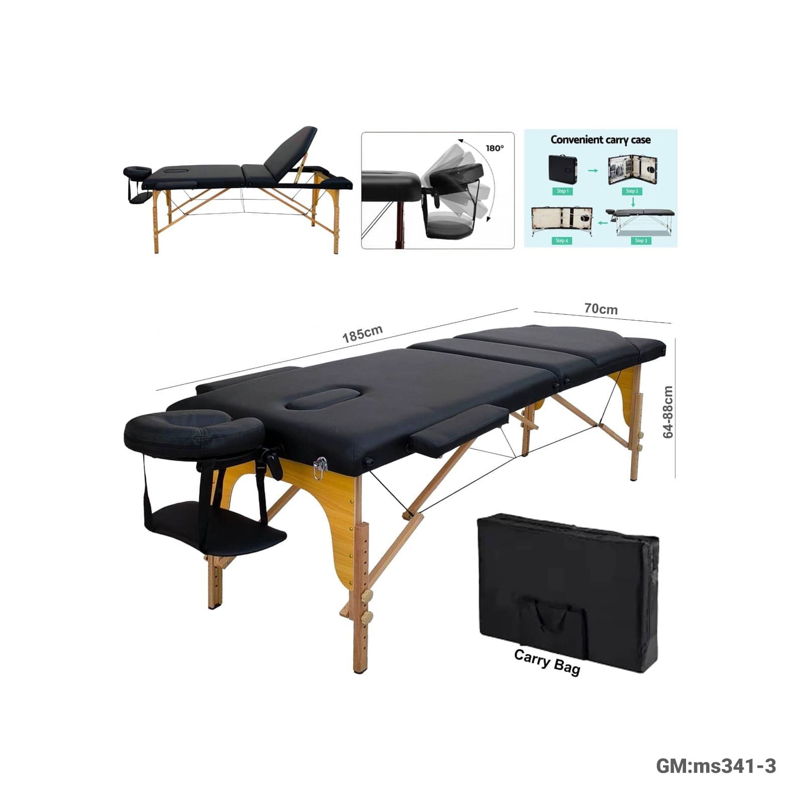 Foldable Portable Wooden Massage Bed"ms341-3"