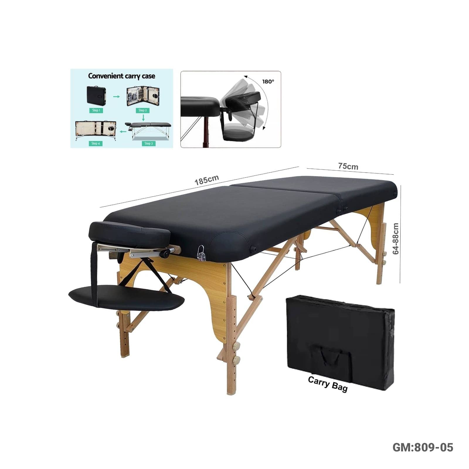 Foldable Portable Wooden Massage Bed"809-05"