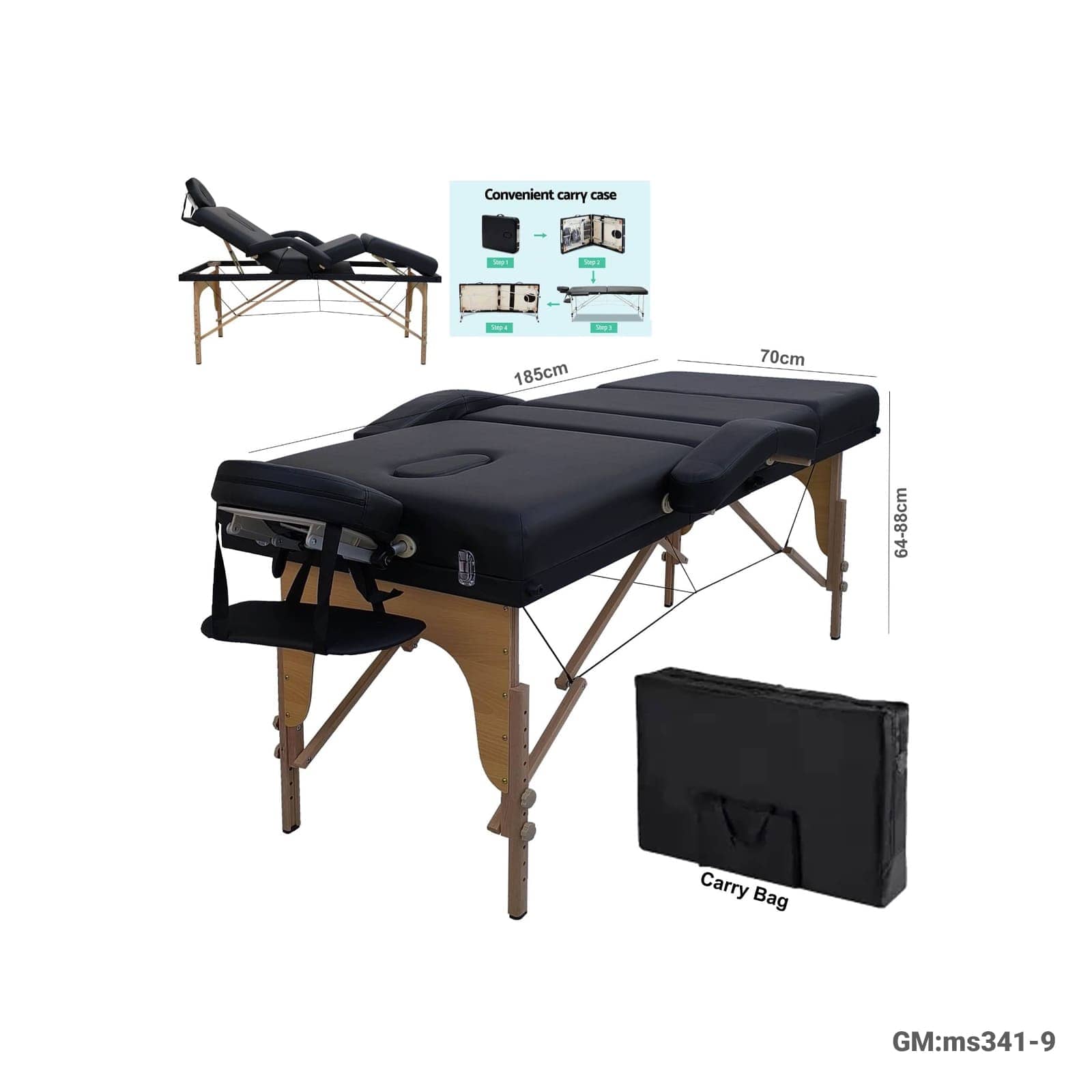 Foldable Portable Wooden Massage Bed"ms341-9"